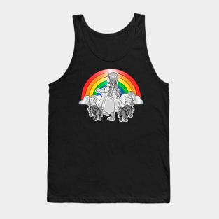 Little girl with dogs watching the rainbow Tank Top